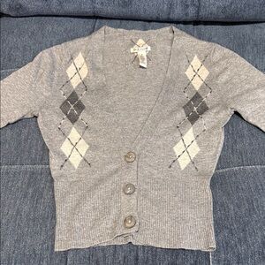 New Abercrombie Heather Gray Argyle Sweater